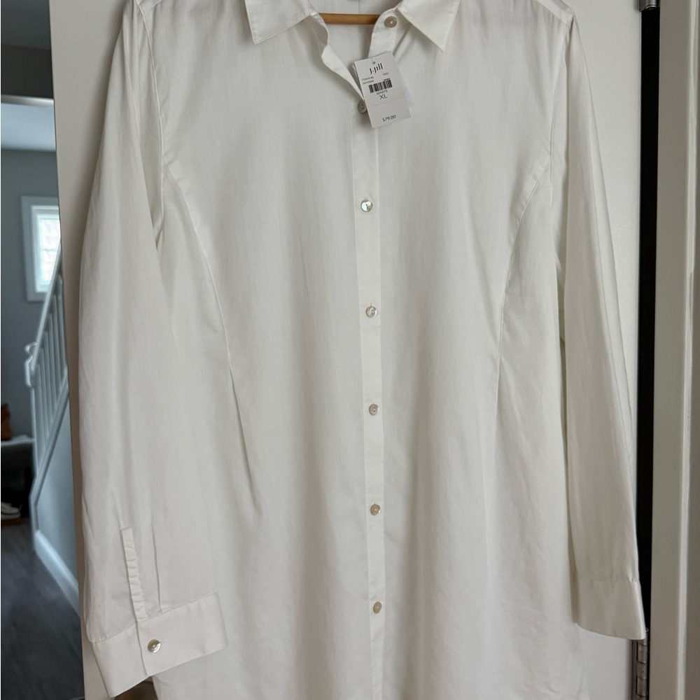 J. Jill White Women’s Dress Shirt - Classic Button-Front NWT Officewear